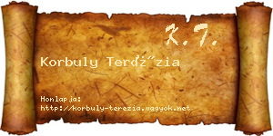 Korbuly Terézia névjegykártya